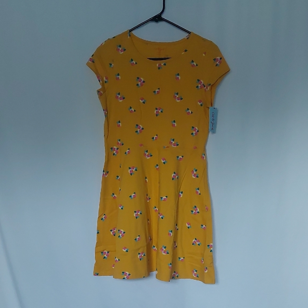 Cat & Jack Yellow Floral Girls Dress Size XL 14-16
